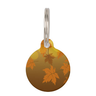 Autumn pattern with falling maple leaves and bokeh pet tag