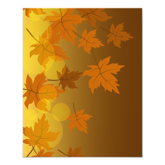 Autumn pattern with falling maple leaves and bokeh photo print (Front)