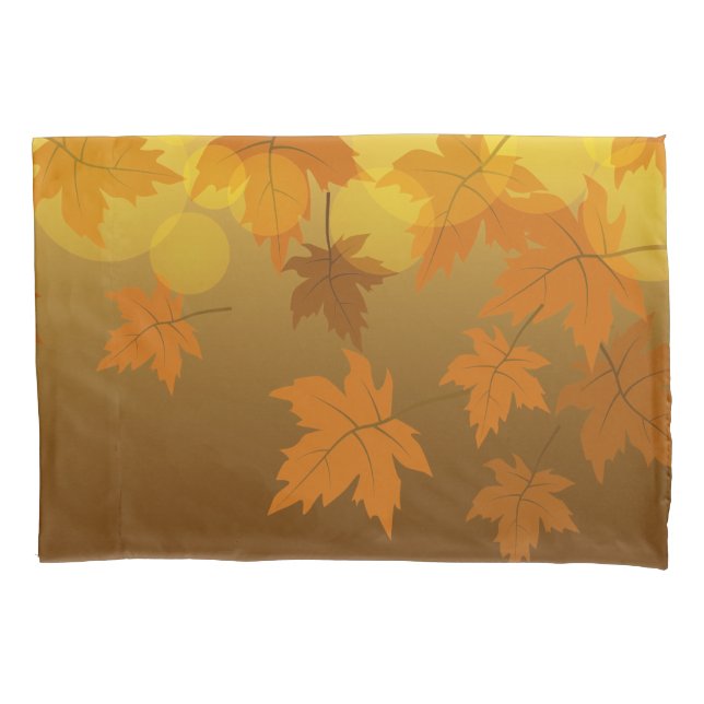 Autumn pattern with falling maple leaves and bokeh pillowcase (Front)