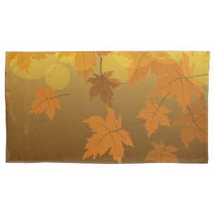 Autumn pattern with falling maple leaves and bokeh pillowcase