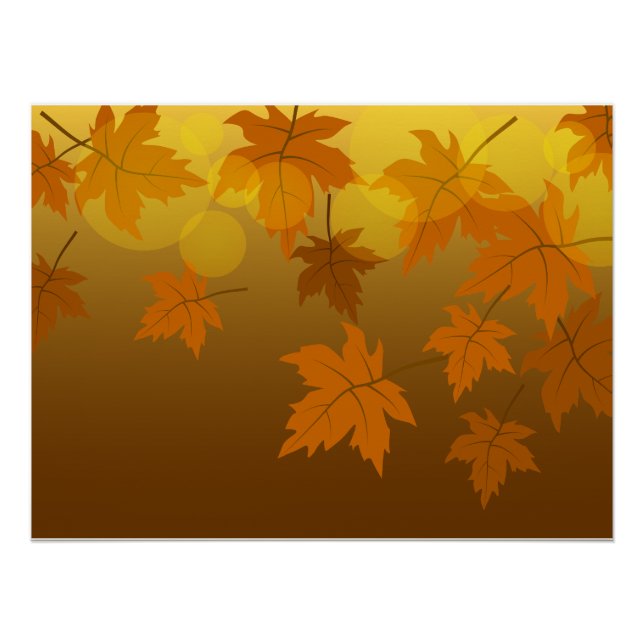 Autumn pattern with falling maple leaves and bokeh poster (Front)