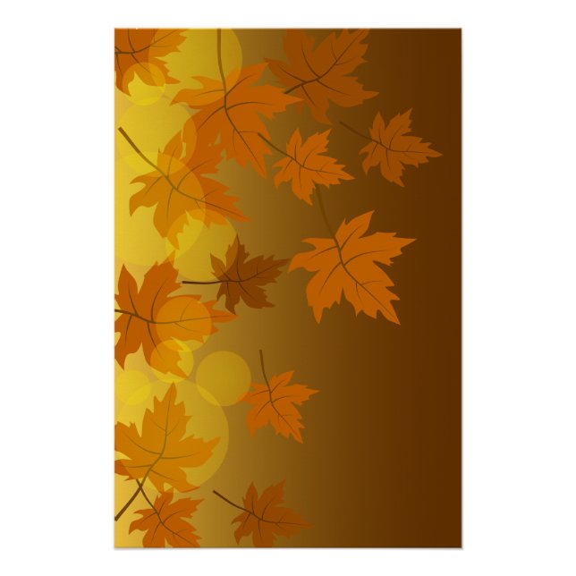 Autumn pattern with falling maple leaves and bokeh poster (Front)