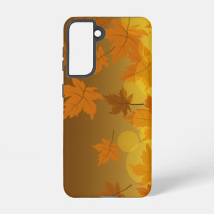 Autumn pattern with falling maple leaves and bokeh samsung galaxy case