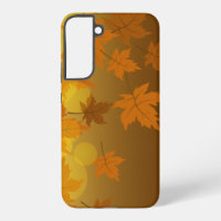 Autumn pattern with falling maple leaves and bokeh