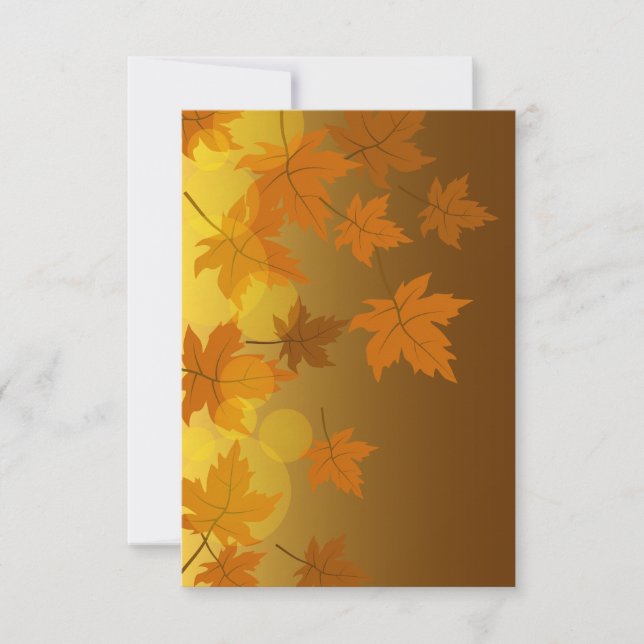 Autumn pattern with falling maple leaves and bokeh save the date (Front)