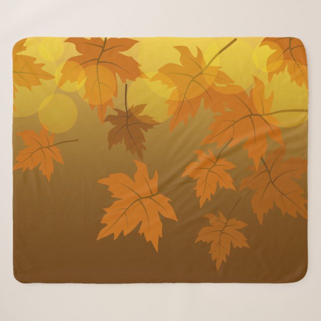 Autumn pattern with falling maple leaves and bokeh sherpa blanket (Front (Horizontal))
