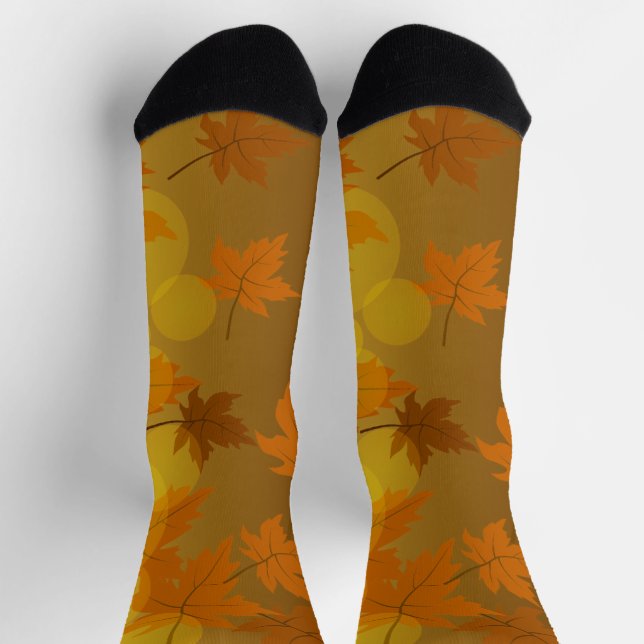 Autumn pattern with falling maple leaves and bokeh socks (Top)