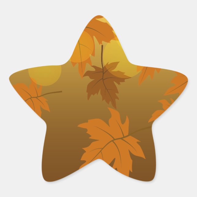 Autumn pattern with falling maple leaves and bokeh star sticker (Front)