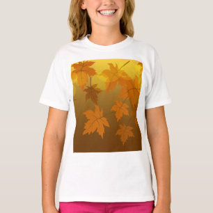 Autumn pattern with falling maple leaves and bokeh T-Shirt