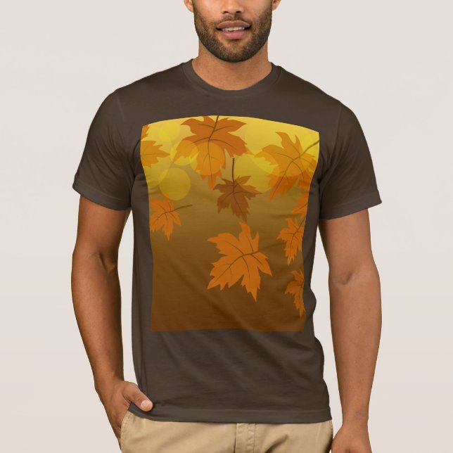 Autumn pattern with falling maple leaves and bokeh T-Shirt (Front)