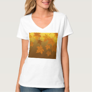 Autumn pattern with falling maple leaves and bokeh T-Shirt