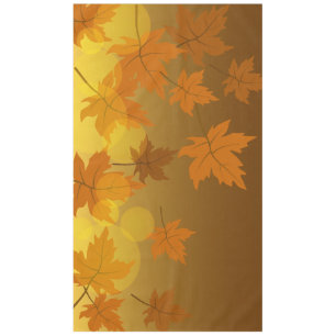 Autumn pattern with falling maple leaves and bokeh tablecloth