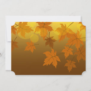 Autumn pattern with falling maple leaves and bokeh thank you card