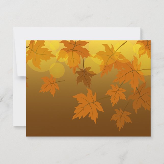 Autumn pattern with falling maple leaves and bokeh thank you card (Front)