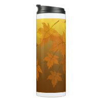 Autumn pattern with falling maple leaves and bokeh