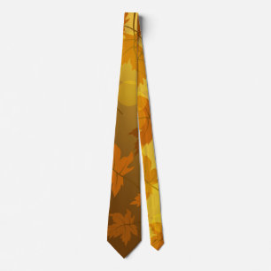 Autumn pattern with falling maple leaves and bokeh tie