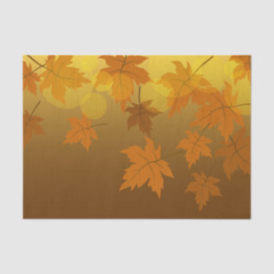 Autumn pattern with falling maple leaves and bokeh tissue paper