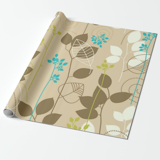 Autumn pattern wrapping paper (Unrolled)