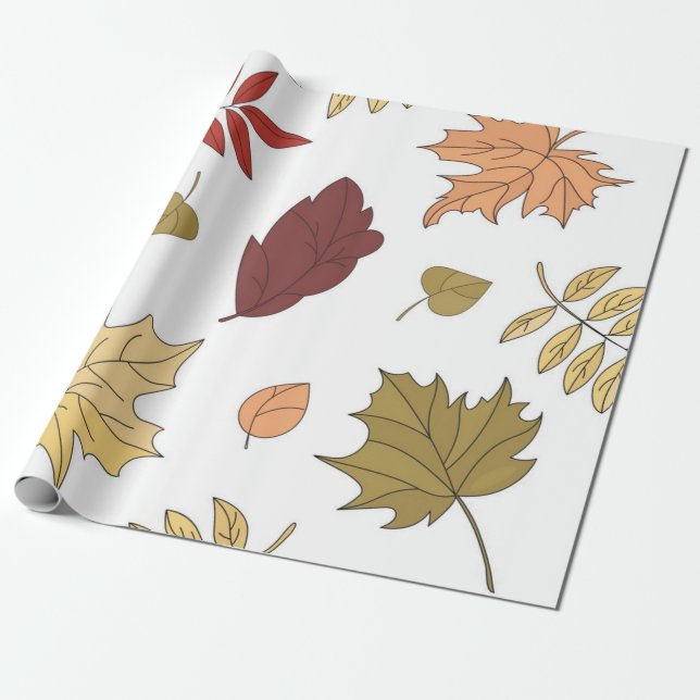 Autumn pattern wrapping paper (Unrolled)
