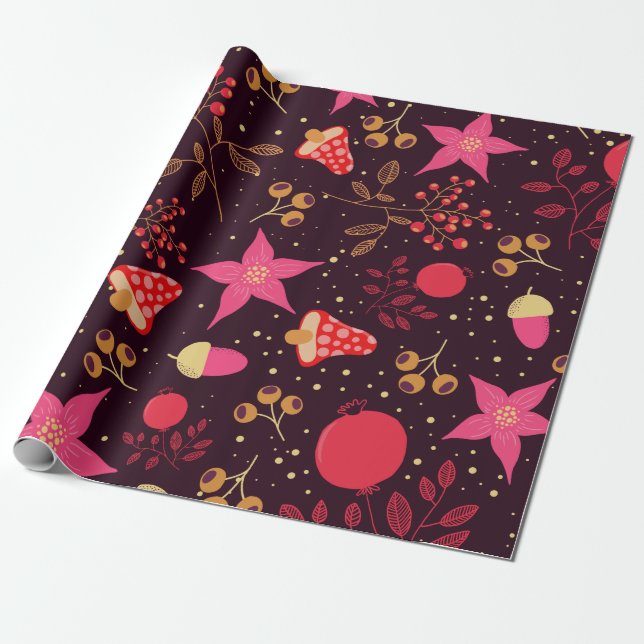 Autumn Pattern Wrapping Paper (Unrolled)
