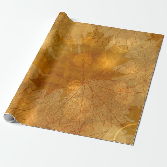 Autumn pattern wrapping paper (Unrolled)
