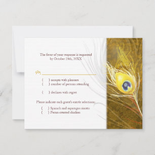 Autumn Peacock Feather Wedding Meal Choice RSVP Card