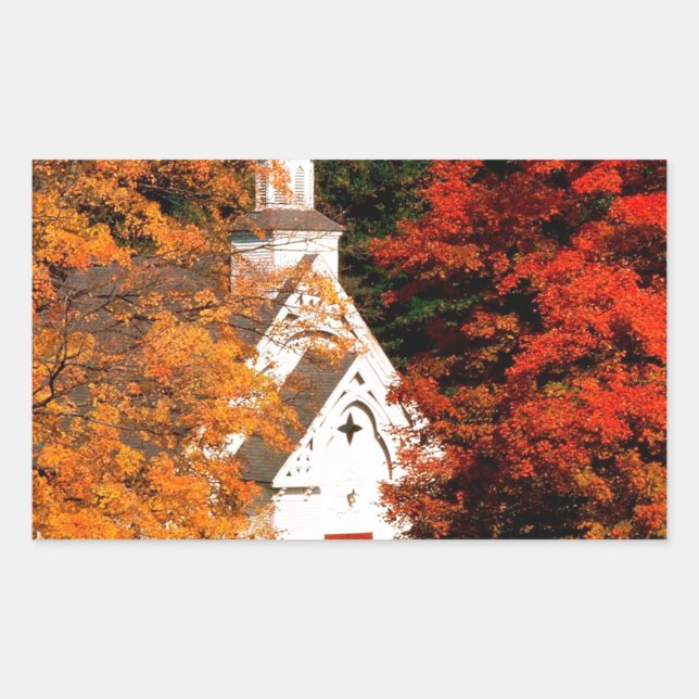 Autumn Peaking Colour Vermont Rectangular Sticker (Front)