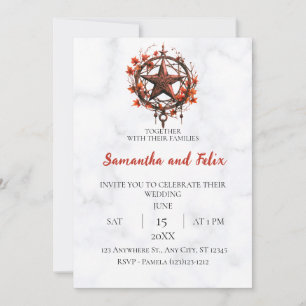 Autumn Pentacle Magick Marble Wedding Invitation