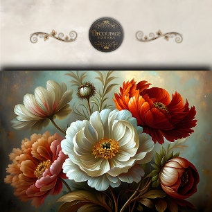 Autumn Peonies Decoupage Tissue Paper