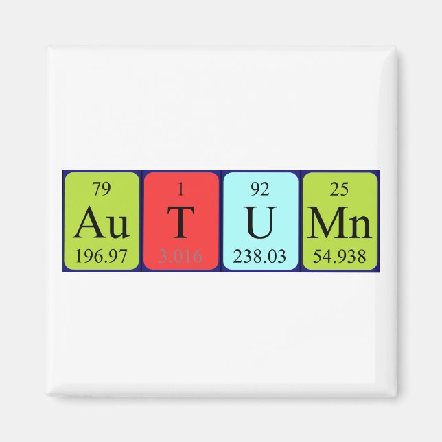 Autumn periodic table name magnet (Front)