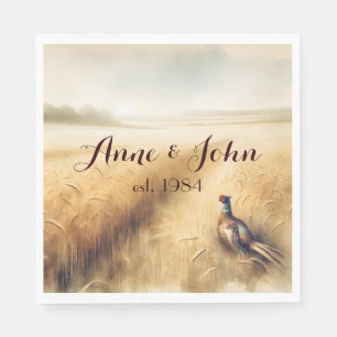 Autumn Pheasant Anniversary Reception Napkin