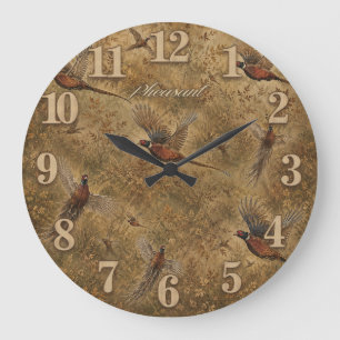 Autumn Pheasant Flight Large Clock