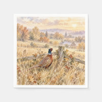 Autumn Pheasant in Country Field