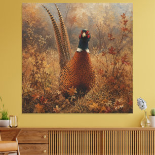 Autumn Pheasant Oil Painting Canvas Print