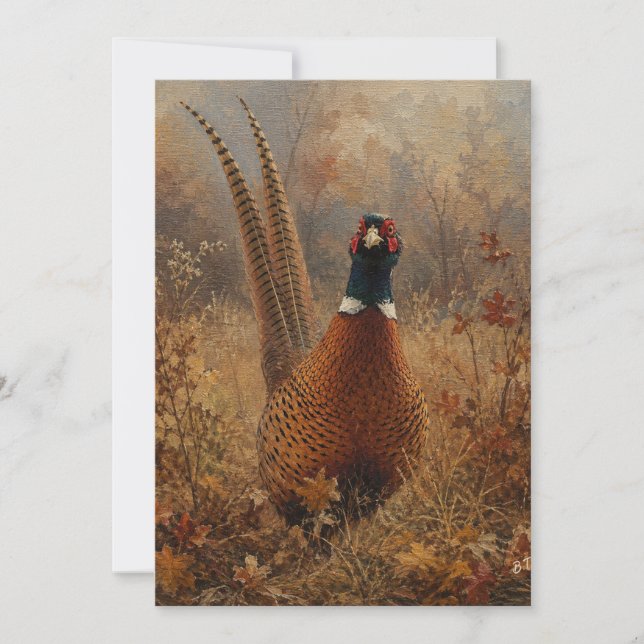 Autumn Pheasant Oil Painting  Invitation (Front)