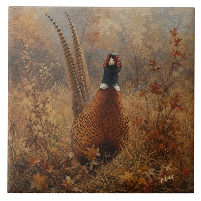 Autumn Pheasant Oil Painting  Tile (Front)
