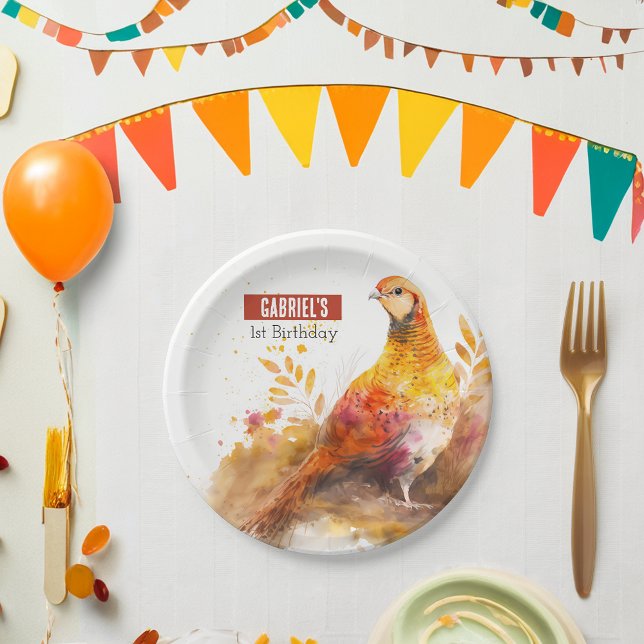 Autumn Pheasant Personalised Birthday Paper Plate (Creator Uploaded)