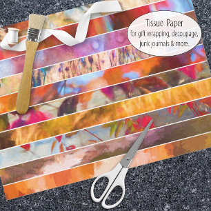 Autumn photographic art in colourful stripes tissue paper