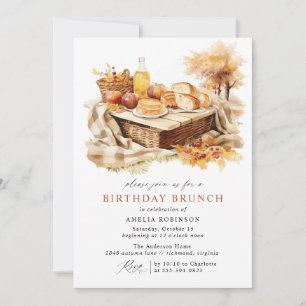 Autumn Picnic   Cute Fall Theme Birthday Brunch Invitation