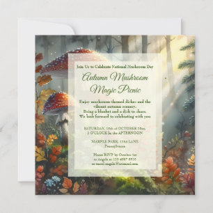 Autumn Picnic National Mushroom Day Celebration  Holiday Card