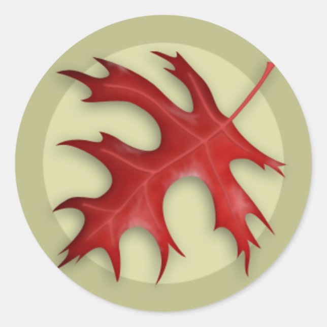 Autumn Pin Oak Leaf Round Sticker (Front)