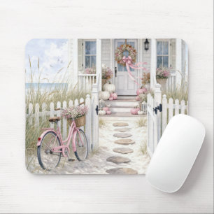 Autumn Pink and White Pumpkins on Cottage Porch Mouse Pad