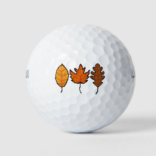 Autumn Pixel Leaves Golf Balls (Front)