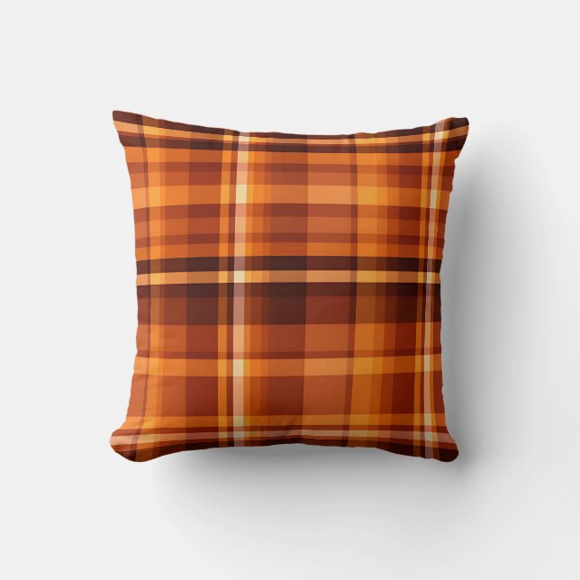 Autumn Plaid Cosy Fall Pattern Design Cushion (Front)