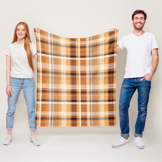 Autumn Plaid Cosy Fall Pattern Design Fleece Blanket (In Situ)