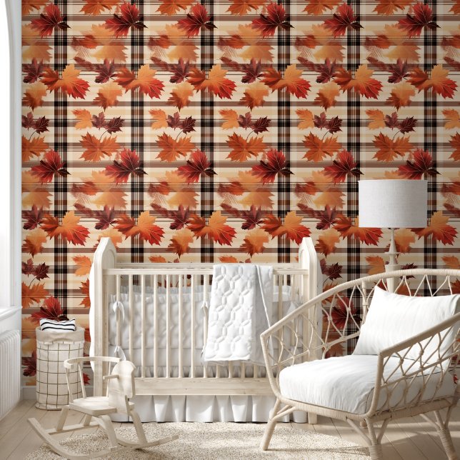 Autumn Plaid Cosy Fall Pattern Design Wallpaper (Kids)