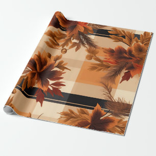 Autumn Plaid Cosy Fall Pattern Design Wrapping Paper