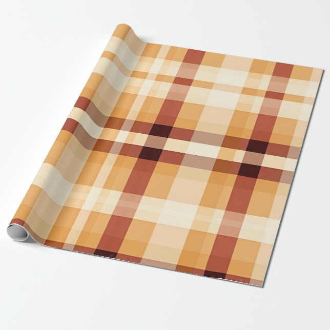 Autumn Plaid Cosy Fall Pattern Design Wrapping Paper (Unrolled)