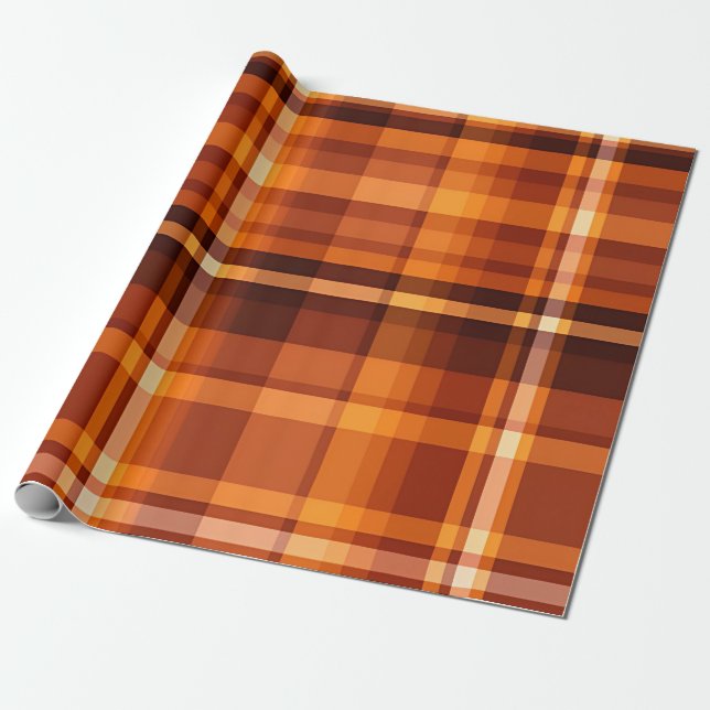 Autumn Plaid Cosy Fall Pattern Design Wrapping Paper (Unrolled)