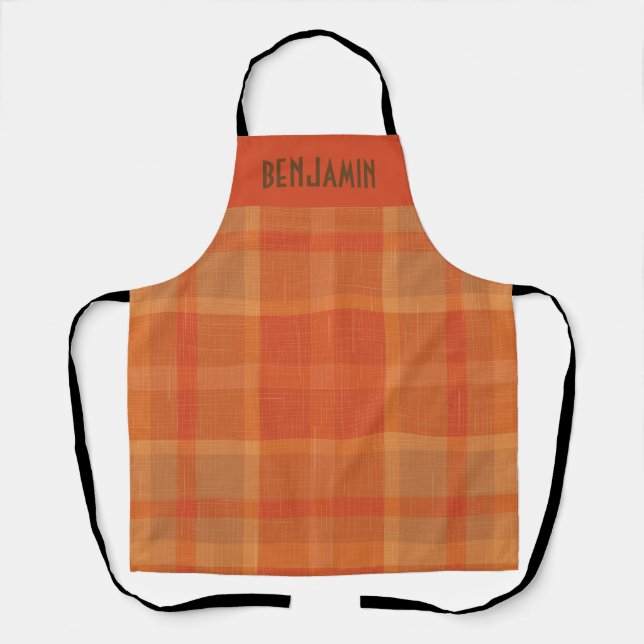 Autumn Plaid Customised All-Over Print Apron (Front)